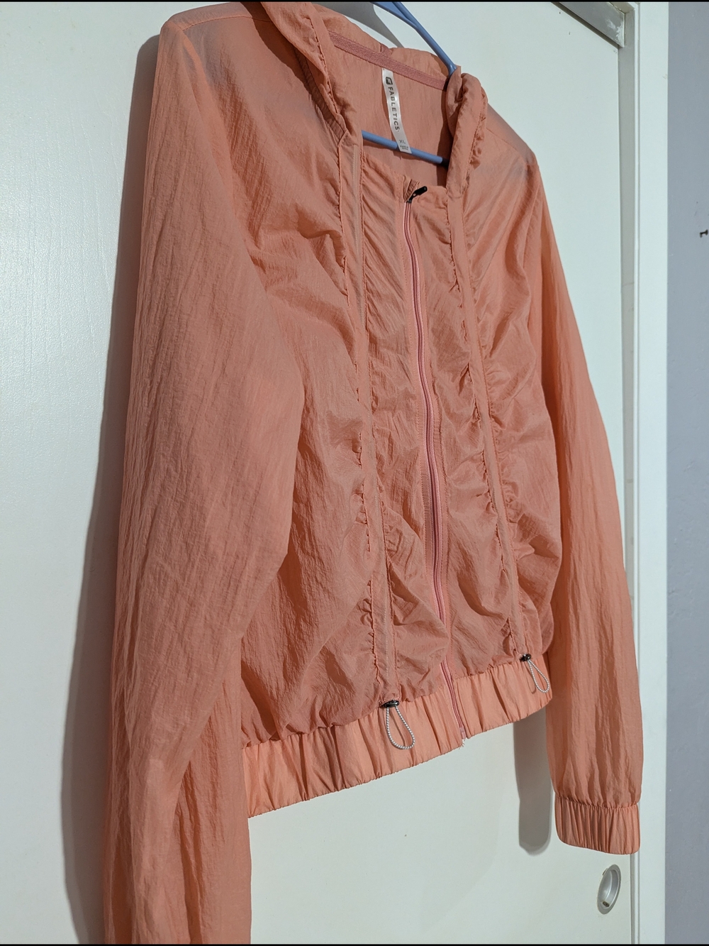 Fabletics Peach Lightweight Hooded Rain Jacket